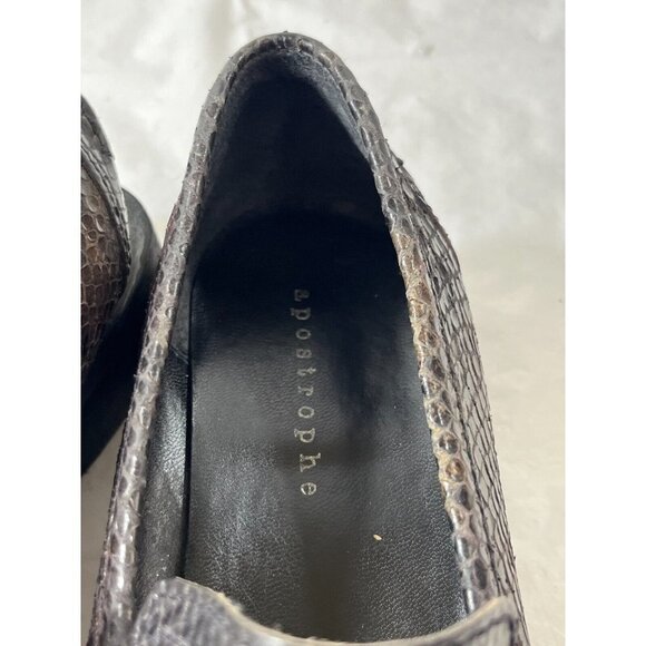 Apostrophe Ratler Leather Loafers 8 M snake print brown black - Picture 7 of 16